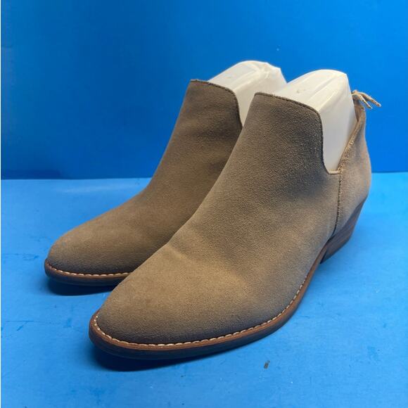 lucky brand Booties Beige Suede Heels Boots Shoes size 8.5 Mint - Picture 1 of 8